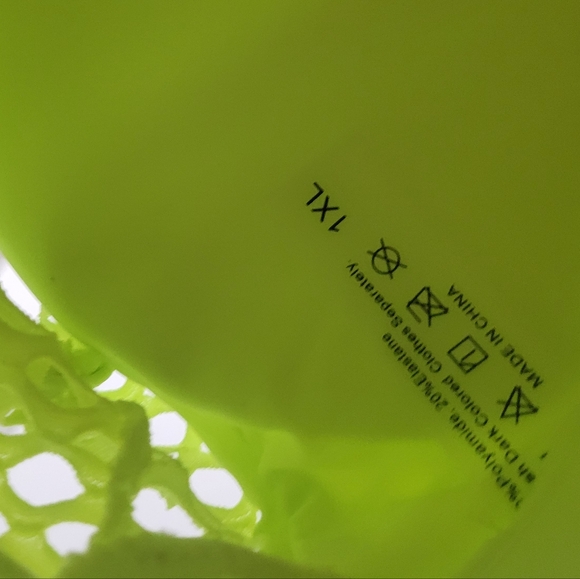 NWT Shein Swim Curve Plus Neon Yellow fishnet swim bathing suit “TOP ONLY” Sz 1X - Picture 9 of 11